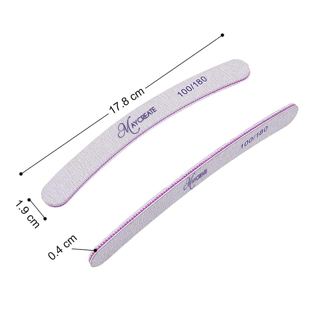MAYCREATE 10PCS Nail Files Professional Nail File Set, Curved Fingernail Files Nail Shaper 100/180 Grit Double-Sided Emery Manicure Tools for Home and Salon Use (Grey) MAYCREATE 10PCS Nail Files Professional Nail File Set, Curved Fingernail Files Nail Shaper 100/180 Grit Double-Sided Emery Manicure Tools for Home and Salon Use (Grey)
